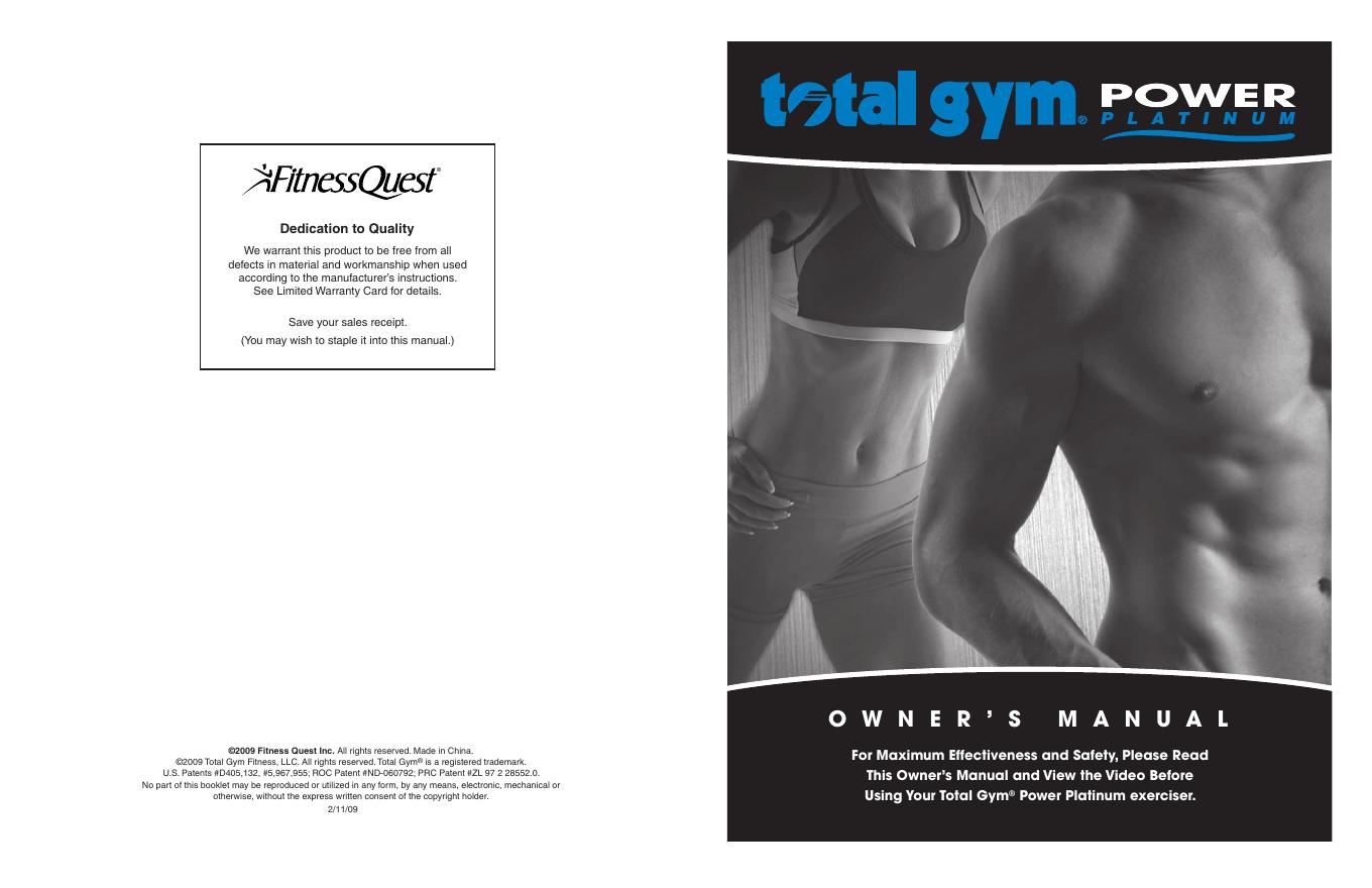 Total Gym Power Platinum使用说明书