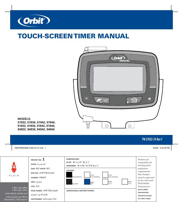 Orbit®触摸屏计时器使用说明