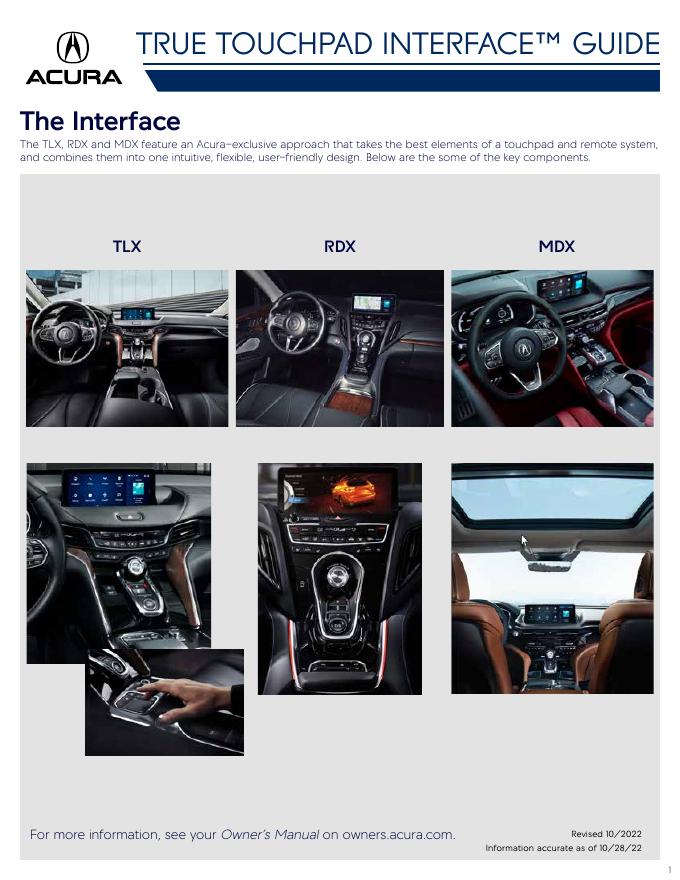 Acura True Touchpad Interface™使用说明