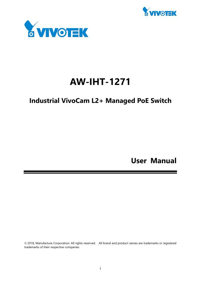AW-IHT-1271工业VivoCam L2+ Managed PoE Switch使用说明书