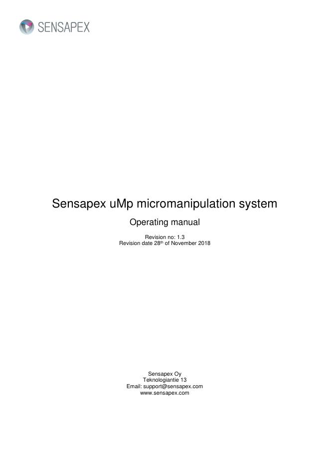 Sensapex uMp微操纵系统使用说明书