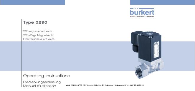 Bürkert 0290 2/2-way solenoid valve使用说明书