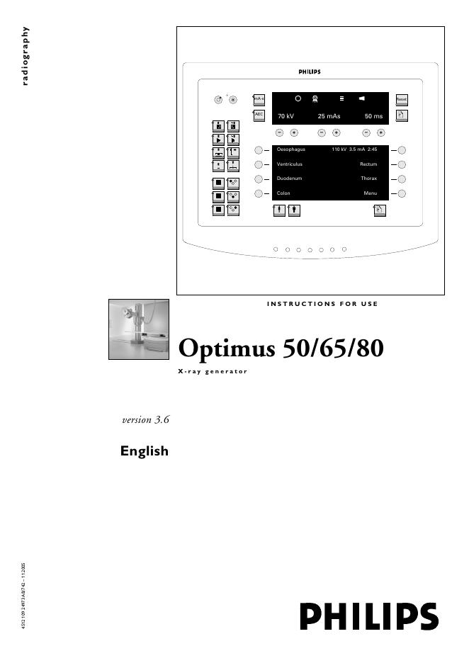 Philips Optimus 50/65/80 X-ray generator使用说明书