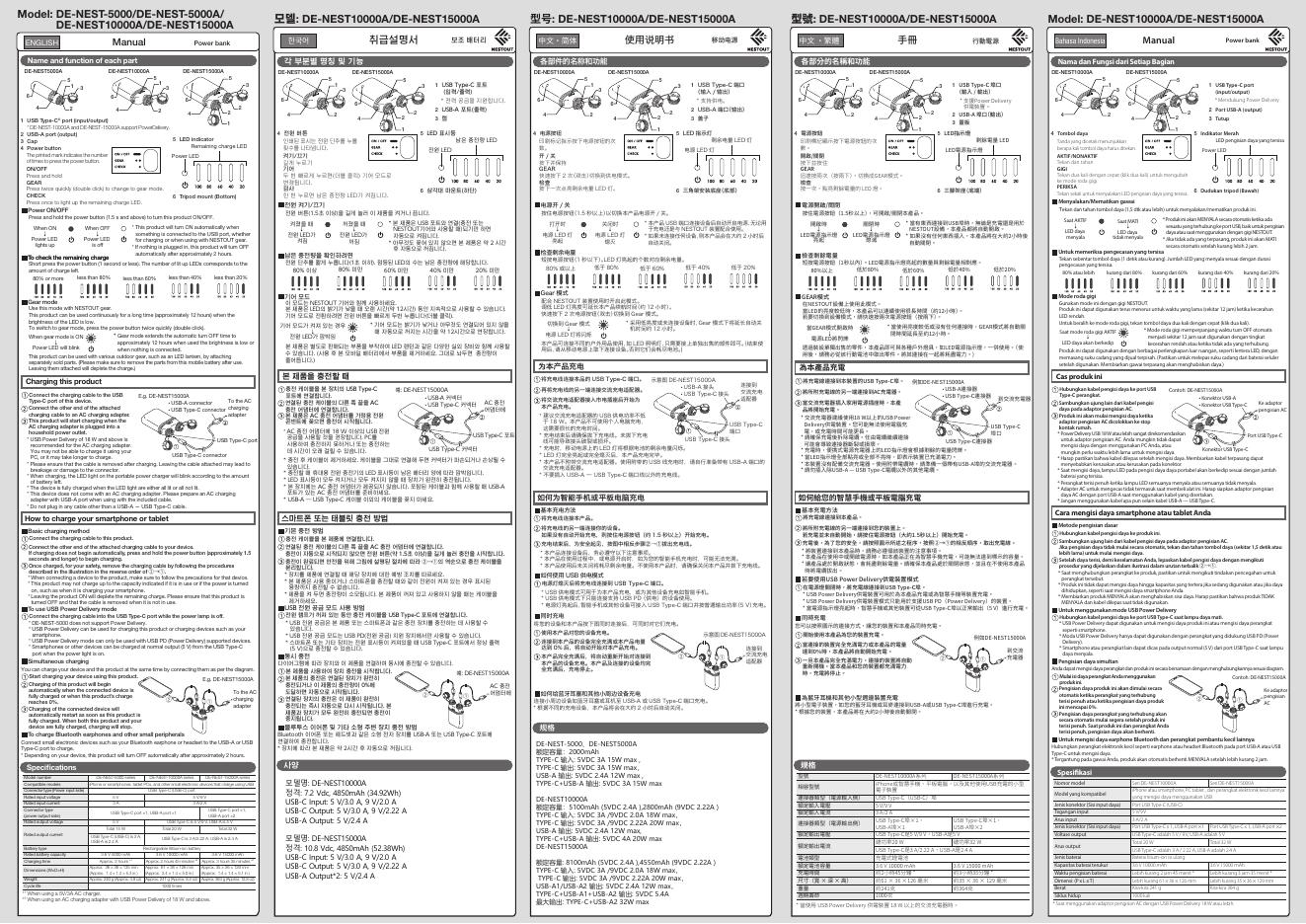 可充电移动电源使用说明书