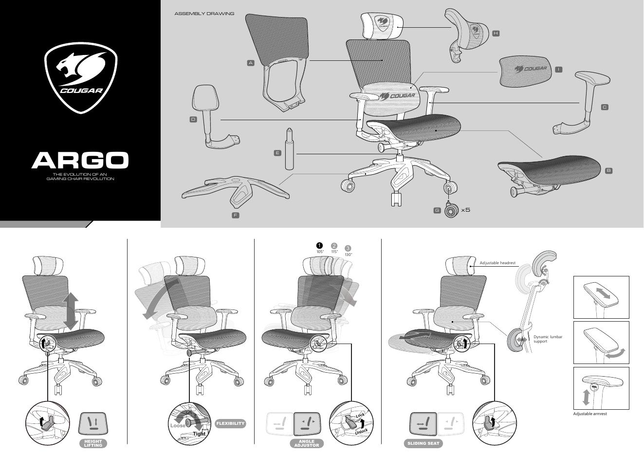 COUGAR ARGO 电竞椅组装说明书