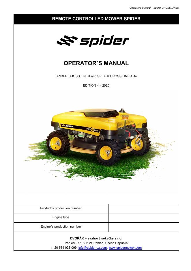 蜘蛛跨线器远程控制割草机使用说明书