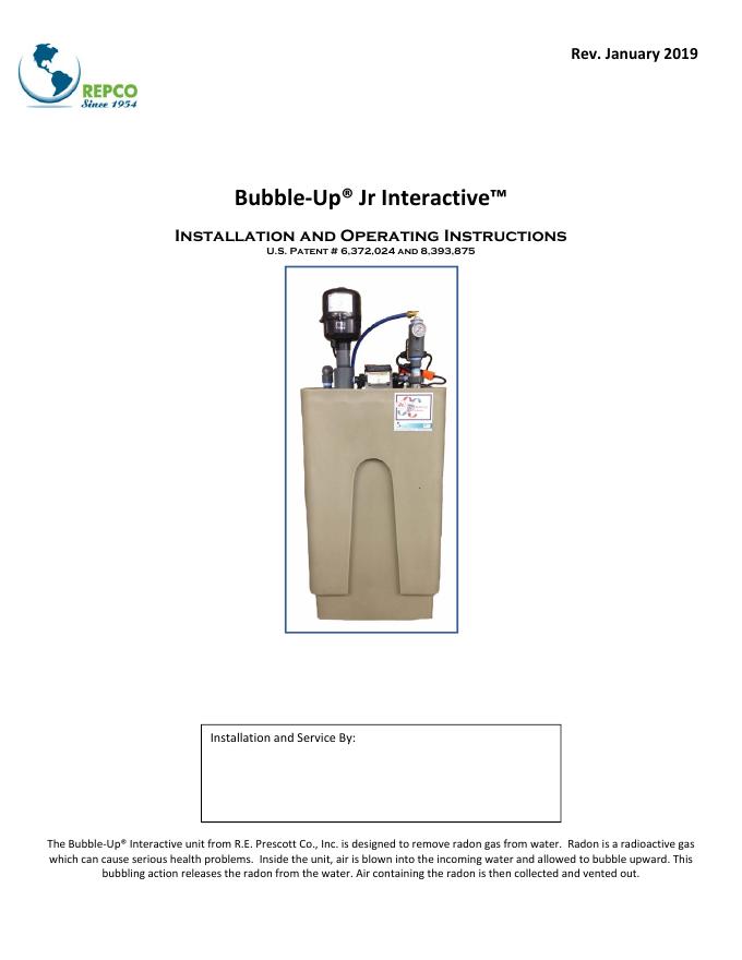 Bubble-Up Jr Interactive™ Radon Removal System安装和操作说明