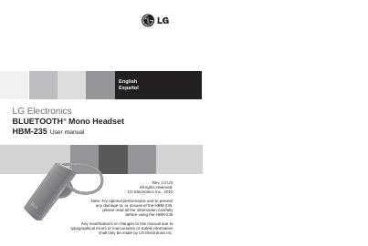 LG HBM-235 蓝牙耳机使用说明书
