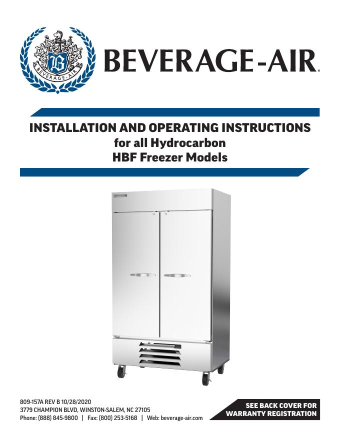 Beverage-Air HBF Freezer安装使用说明书