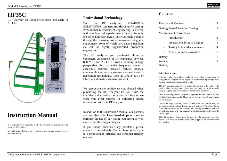 HF35C射频分析仪使用说明书