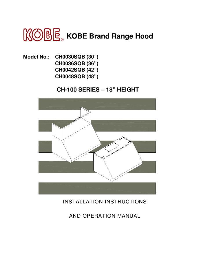 KOBE品牌CH-100系列抽油烟机安装说明书