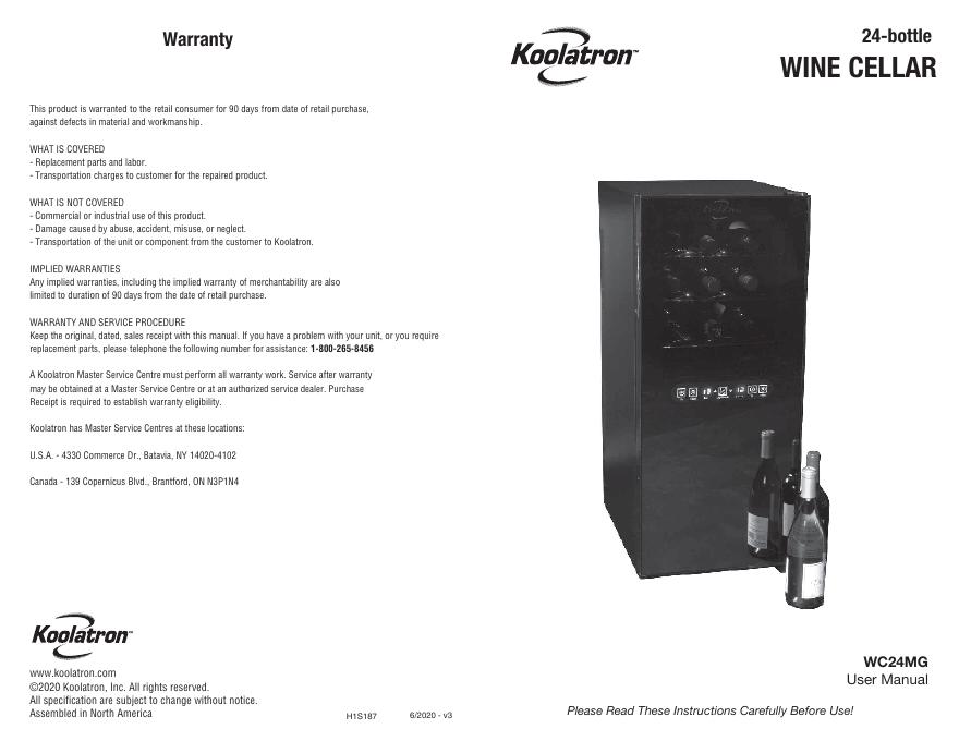 科拉特龙24瓶酒柜使用说明书