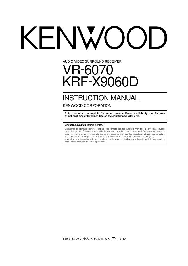 <em>VR</em>-6070 KRF-X9060D 使用说明书 海报