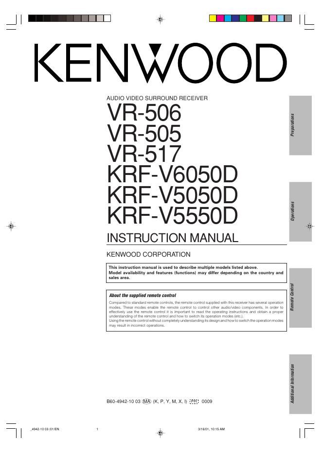 <em>VR</em>-506、<em>VR</em>-505、<em>VR</em>-517、KRF-V6050D、KRF-V5050D、KRF-V5550D音频视频环绕接收器使用说明书 海报