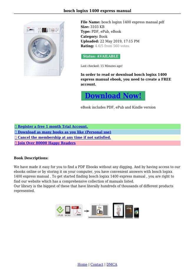 博世logixx 1400洗衣机说明书