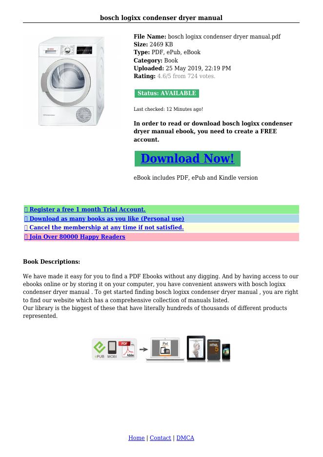bosch logixx condenser dryer manual说明书