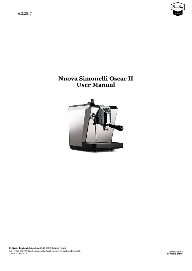 Nuova Simonelli Oscar II 咖啡机使用说明书