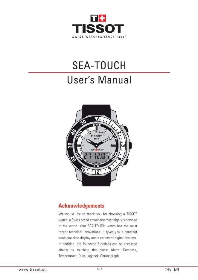 TISSOT SEA-TOUCH手表说明书