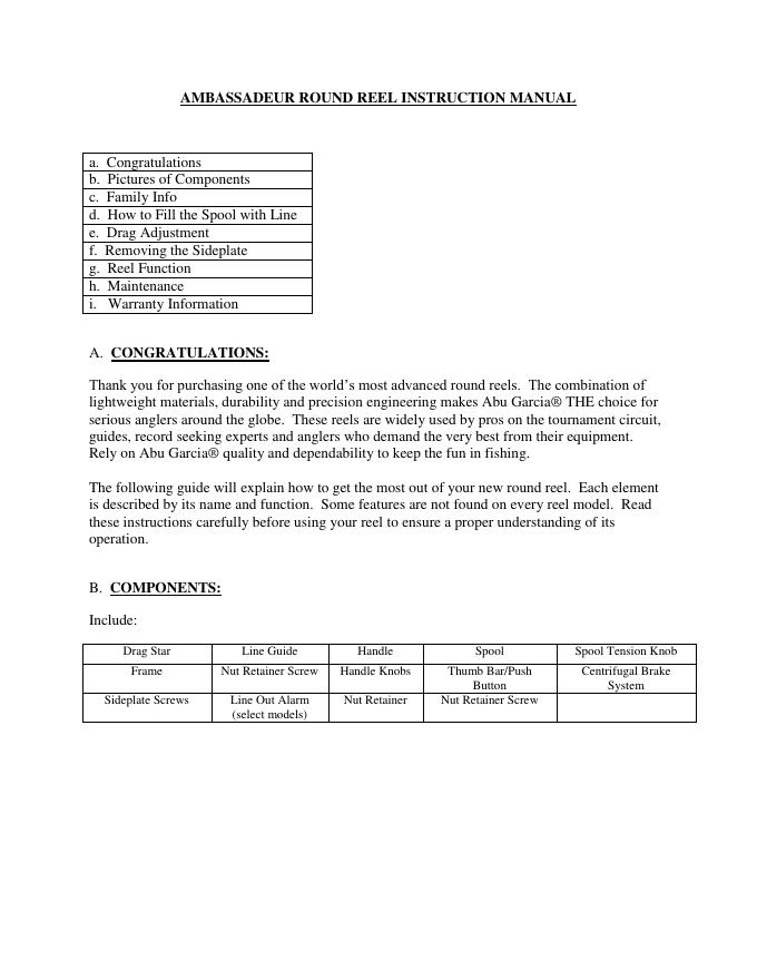 Abu Garcia圆形卷线器使用说明书