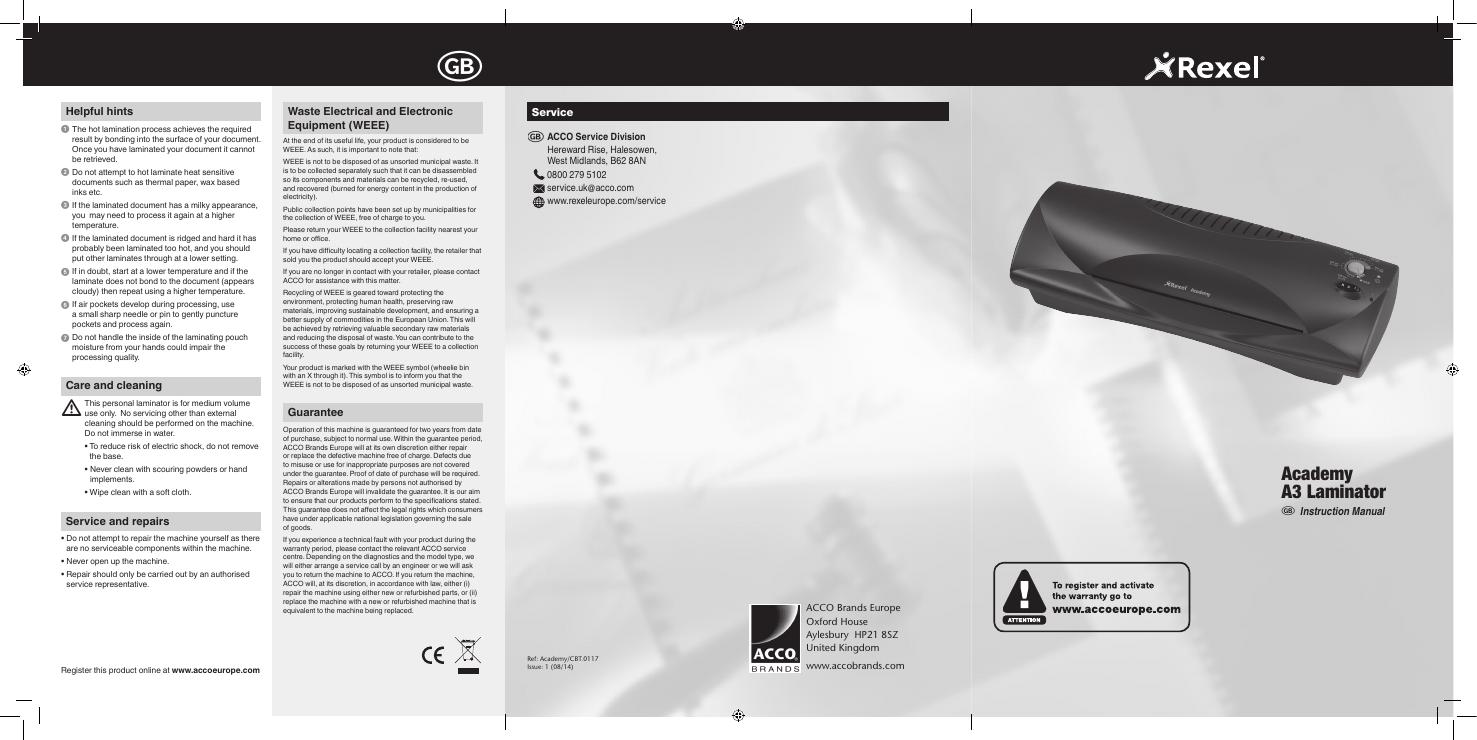 Academy A3 Laminator G 使用说明书