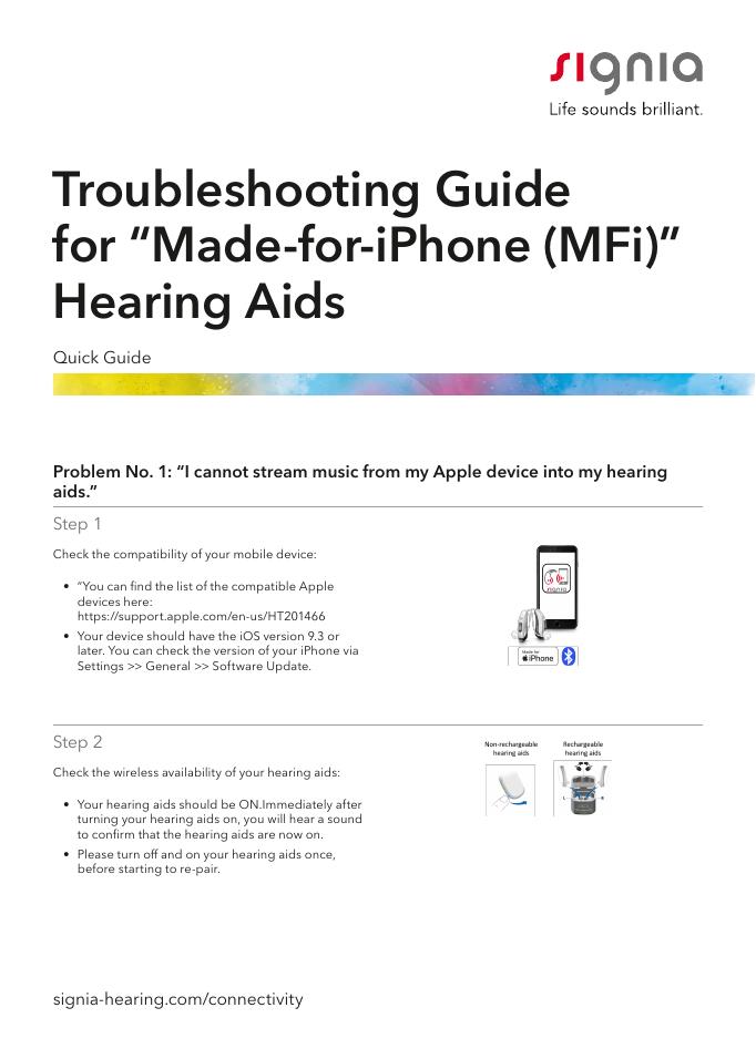 Signia 助听器连接 iPhone 说明书