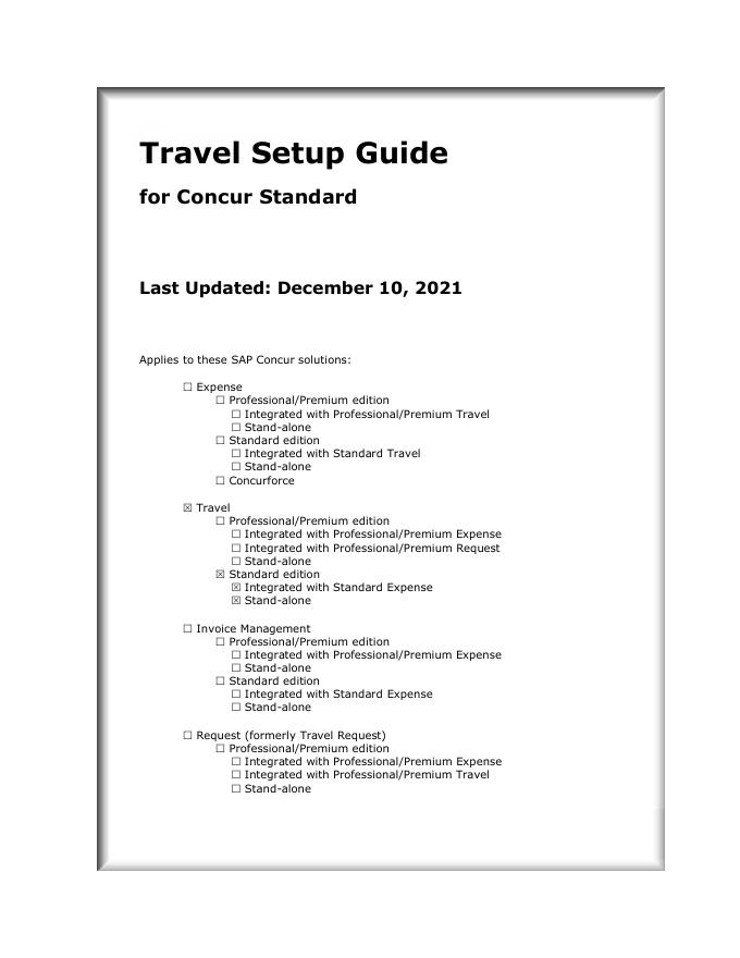 SAP Concur Travel Setup 说明文档