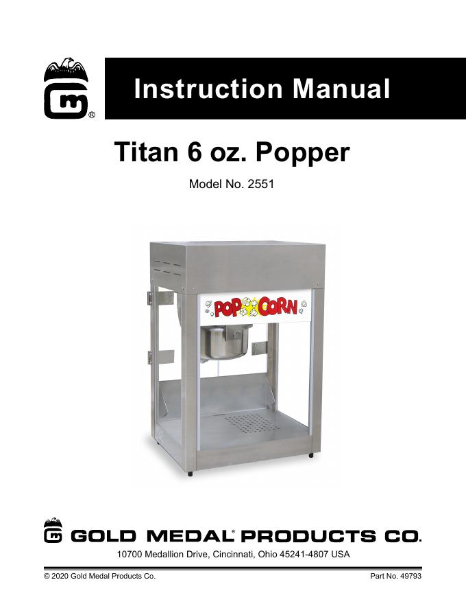 Titan 6 oz. Popper Model No. 2551使用说明书