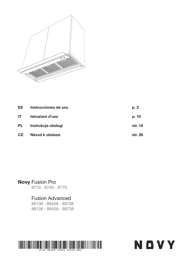 Fusion Pro 8710-8740-8770 Fusion Advanced 88108-88408-88708 88138-88438-88738 抽油烟机使用说明书