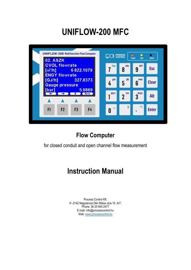 UNIFLOW-200 MFC流量计算机说明书