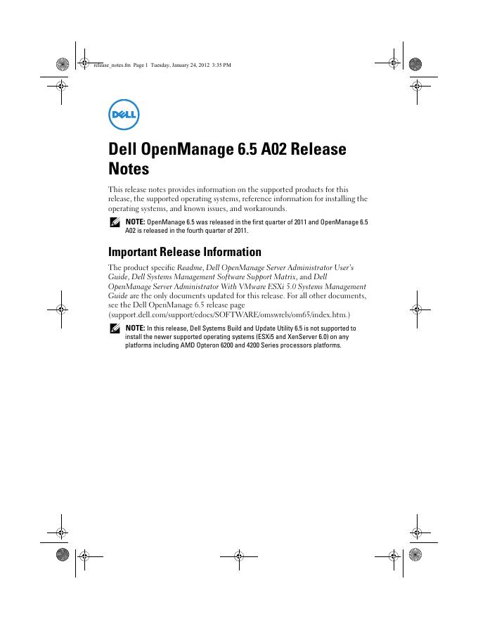 戴尔OpenManage 6.5 A02版本说明