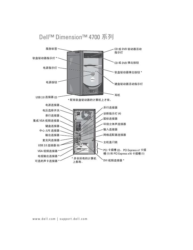 戴尔 Dimension 4700 系列电脑使用说明书