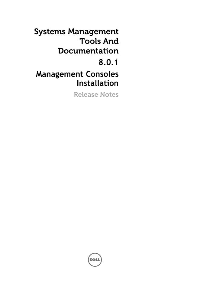 Systems Management Tools And Documentation 8.0.1 Management Consoles安装说明