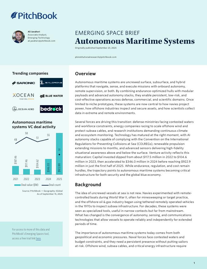 PitchBook：2025年新兴空间简报：自主海事系统报告（英文版）海报