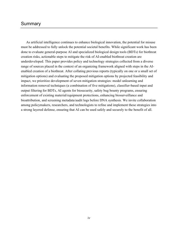 Rand兰德：2025年优先考虑可行和有影响力的行动，以实现人工智能在生物学中的安全开发和使用报告（英文版）_第4页