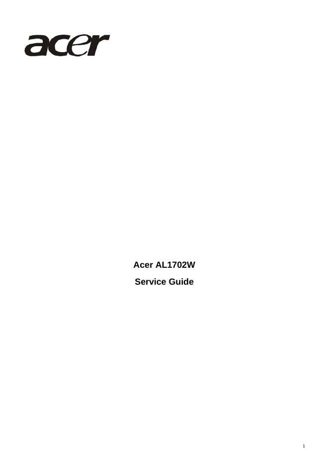 ACER AL1702W 用户手册