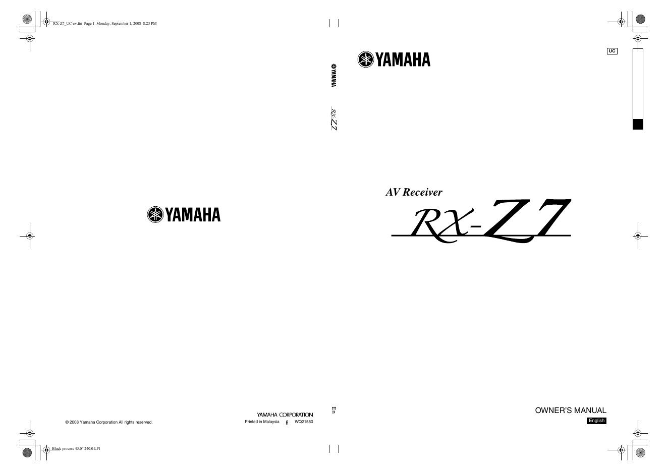 YAMAHA RX-Z7 用户手册