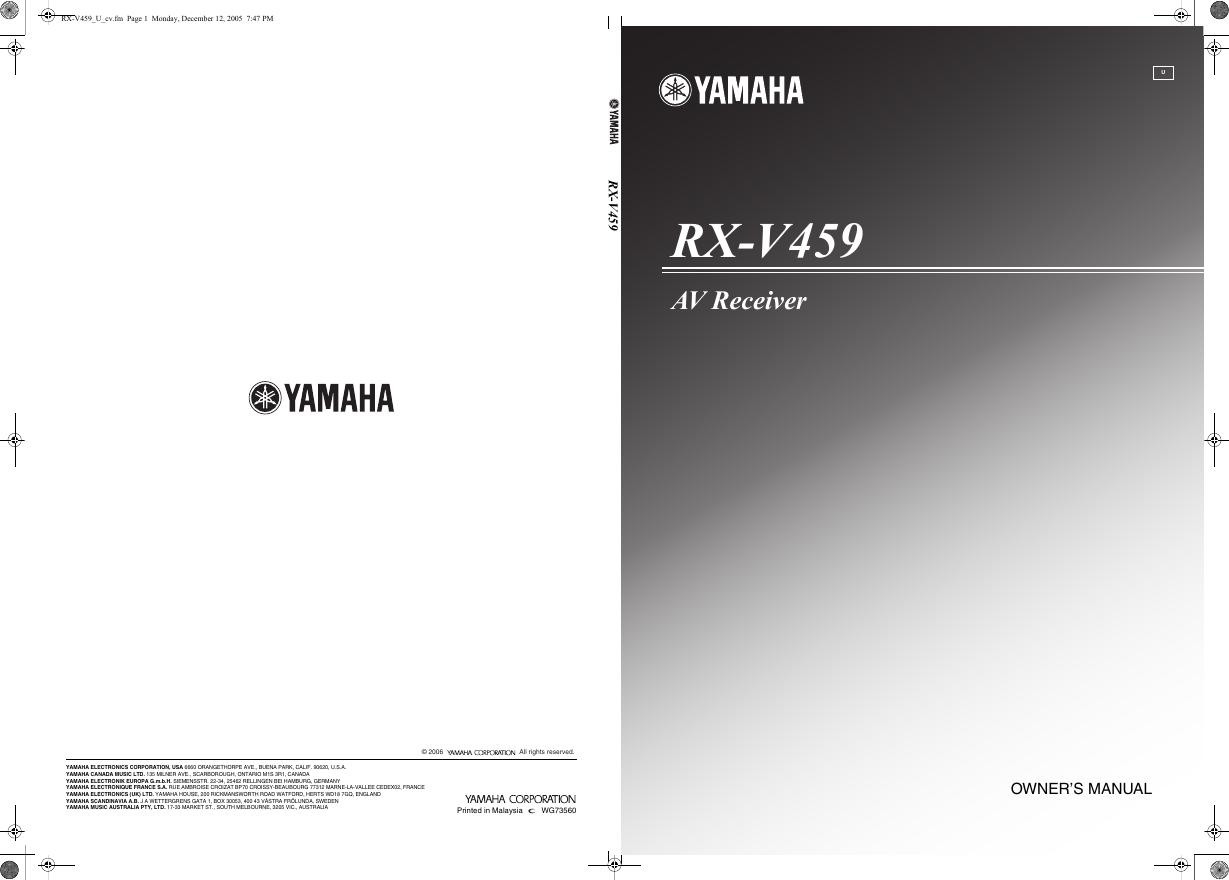 YAMAHA RX-V459 用户手册
