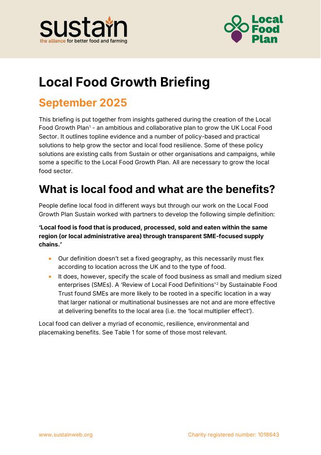 Sustain：2025年地方食品政策简报：国家政府可以采取哪些措施来促进地方食品产业的发展？（英文版）海报