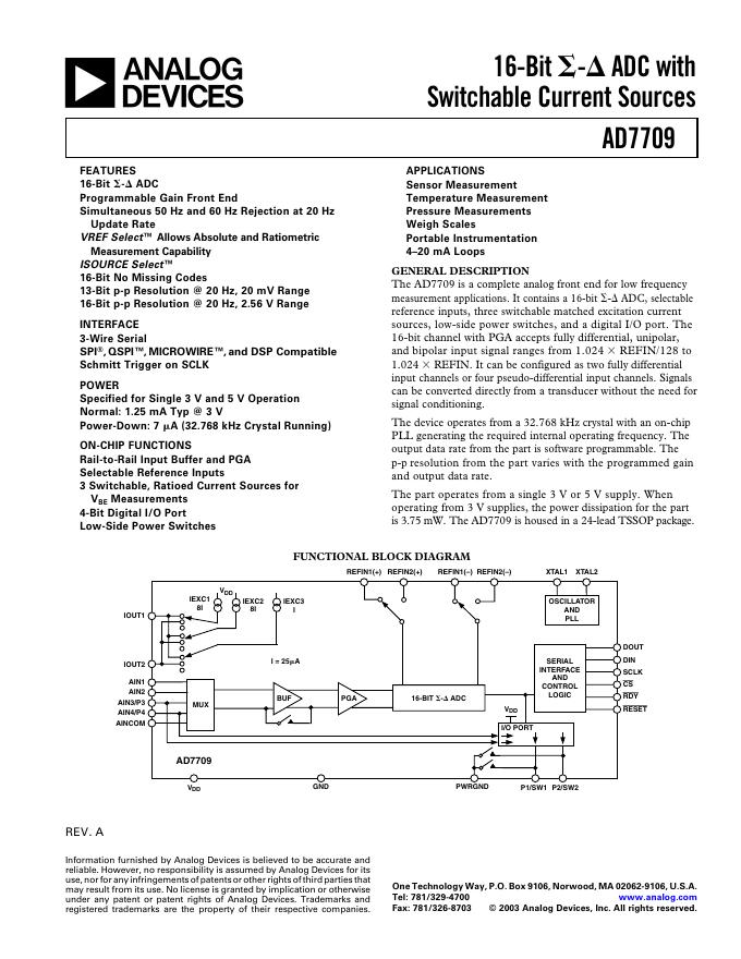 ANALOG DEVICES AD7709 数据手册