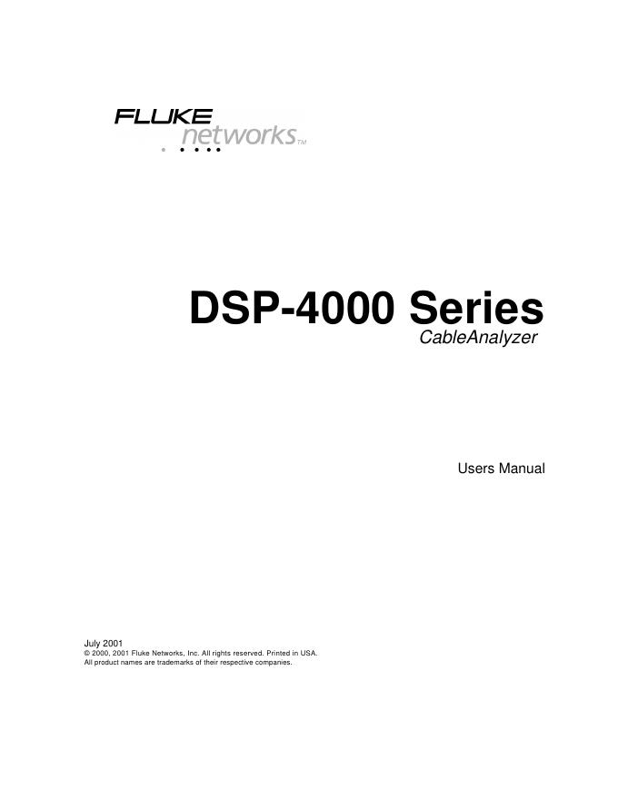 FLUKE DSP-400系列 用户手册