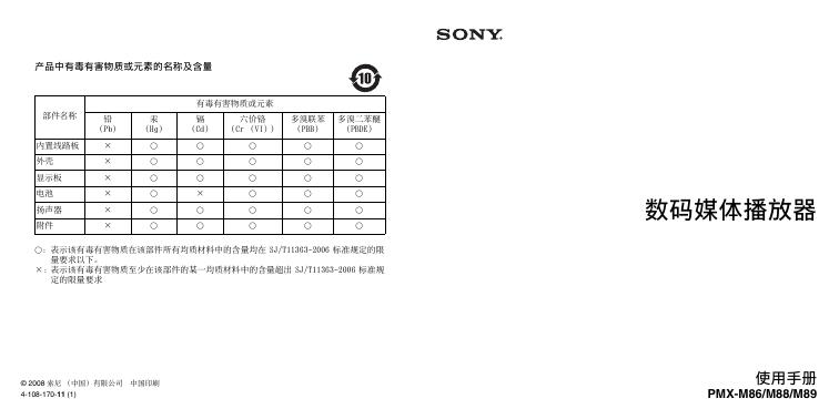 索尼 PMX-M86/M88/M89播放器 使用手册