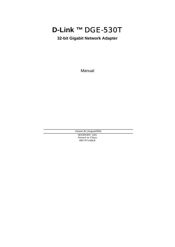 D-LINK DGE-530T 使用手册