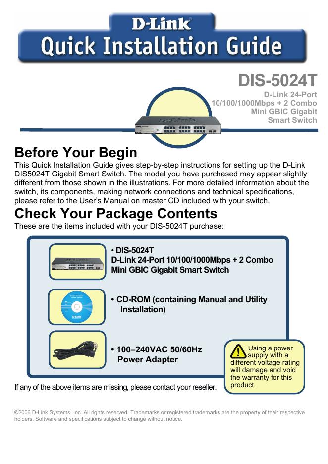 D-LINK DIS-5024T交换机 用户手册