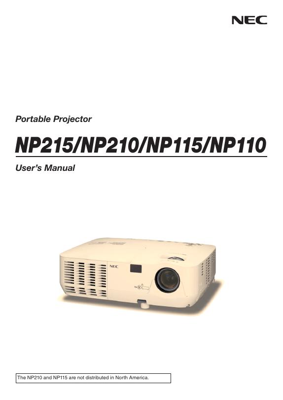 NEC NP215/210/115/110投影仪 用户手册
