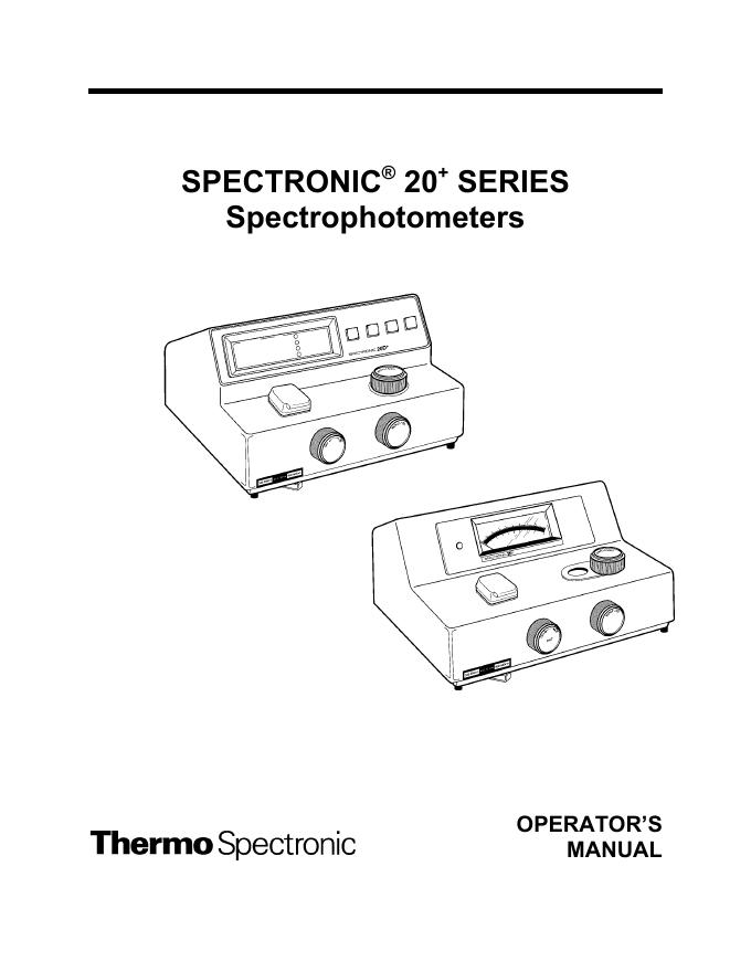 SPECTRONIC 20 SERIES Spectrophotometers 操作手册