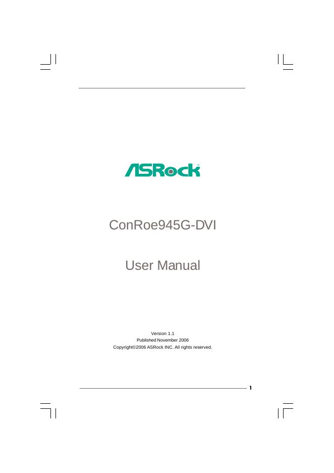 ASRock ConRoe945G-DVI主板 用户手册(1)(1)