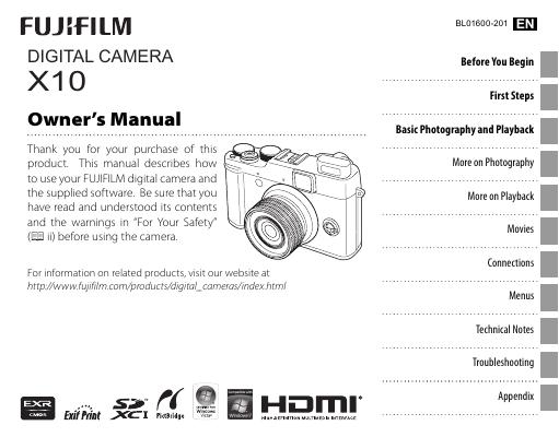 富士 X10 数码相机 用户手册