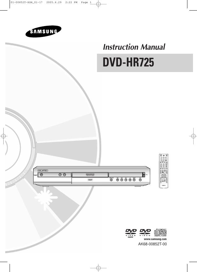三星 DVD-HR725 操作手册