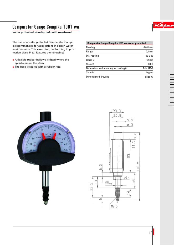 KAEFER-Comparator Gauge Compika 技术手册（德）
