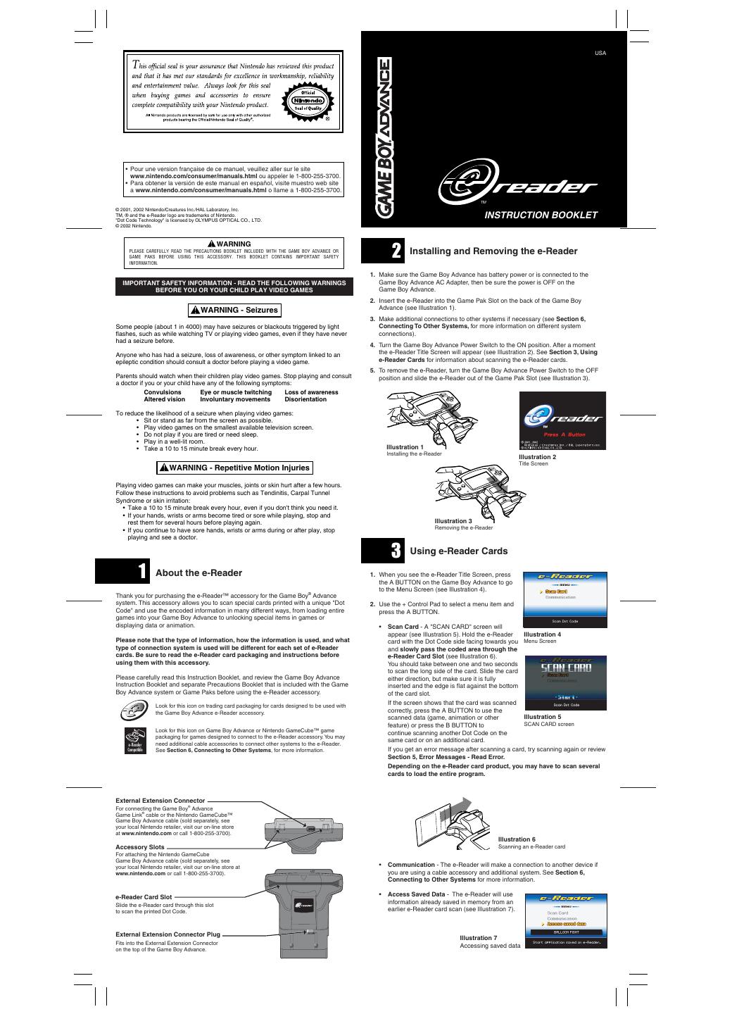 GAME BOY ADVANCE ereader 指导手册